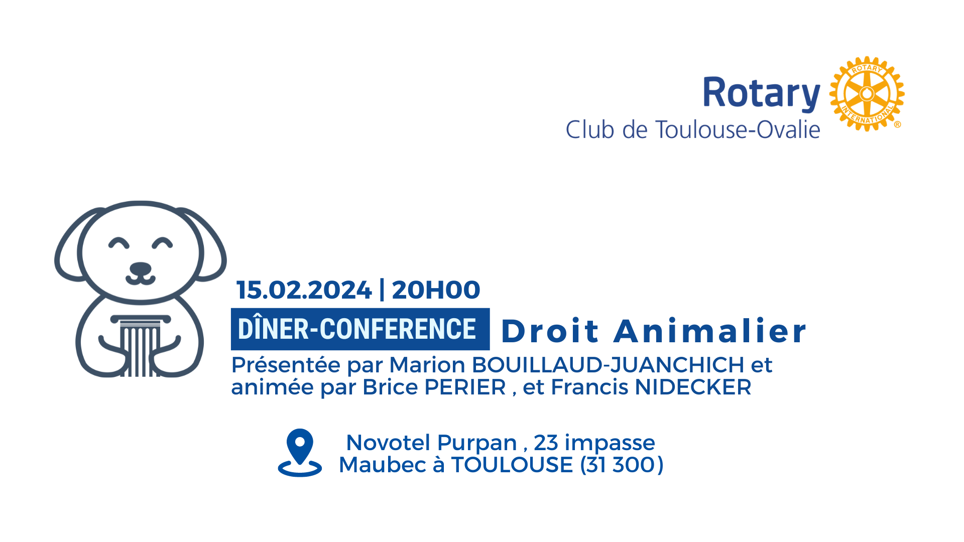CONFERENCE SUR LE DROIT ANIMALIER le 15/02/24